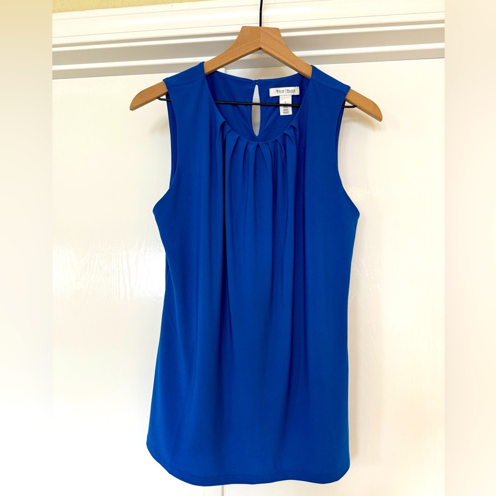 Royal Blue Sleeveless Pleated Blouse